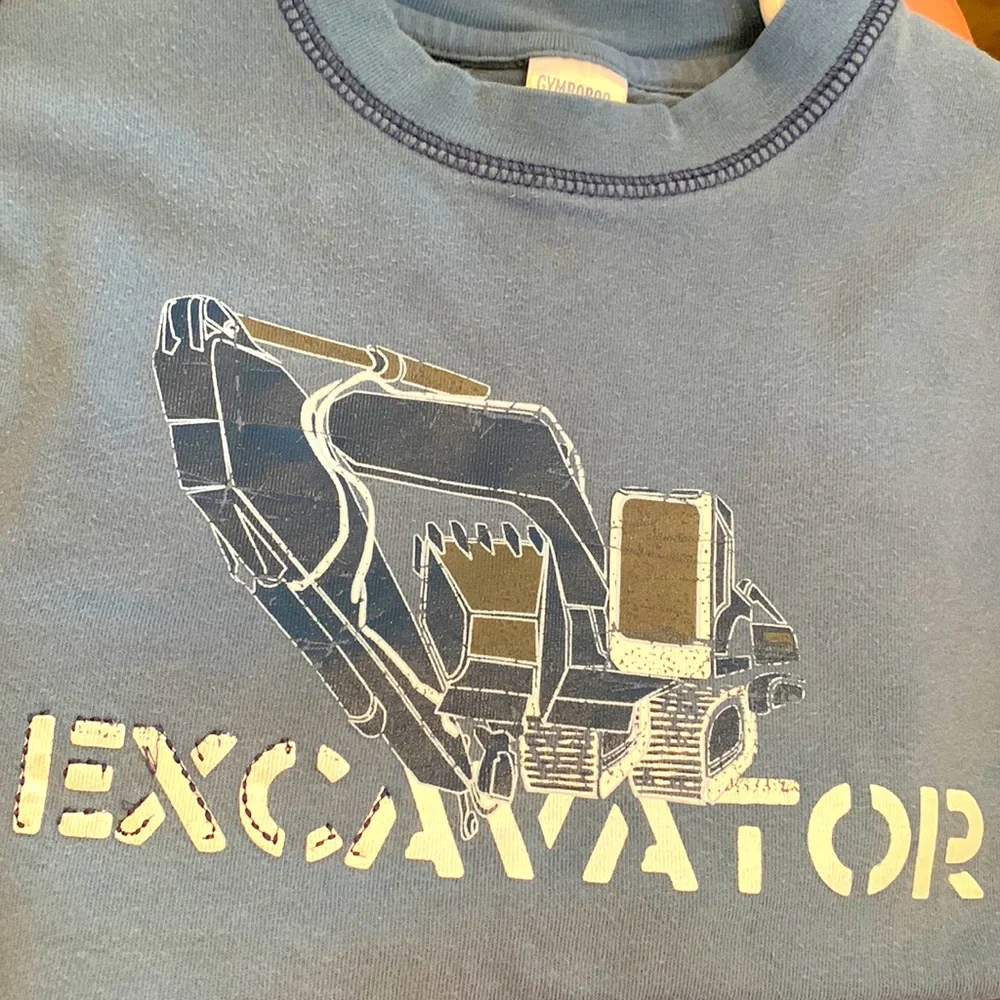 Gymboree EXCAVATOR blue boy’s size 5 cotton graphic heavy duty t-shirt VGUC